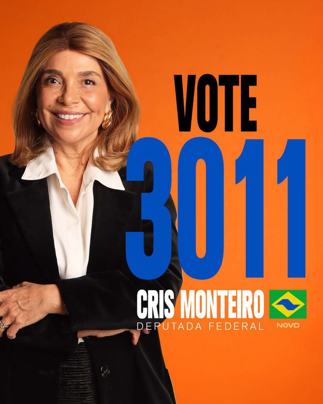 Vote 3011 · Cris Monteiro · Deputada Federal · NOVO