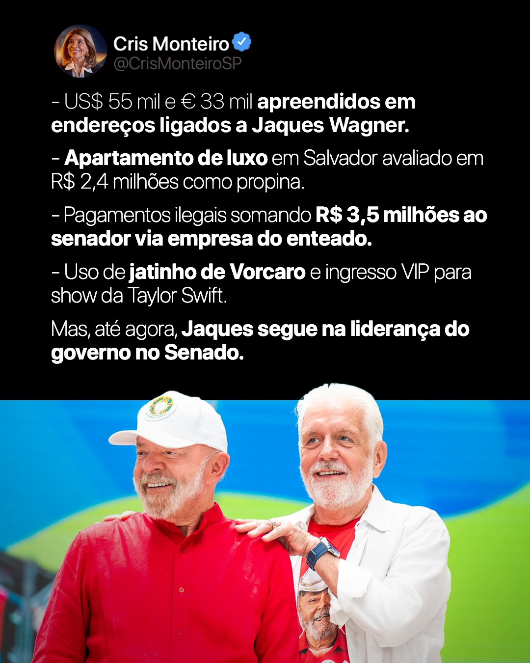 Não dianta depois o PT falar que não está envolvido com o Caso Master!