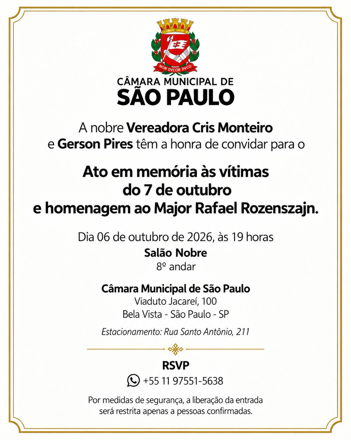 Será uma grande alegria contar com a presença de todos vocês neste momento tão especial, em que…