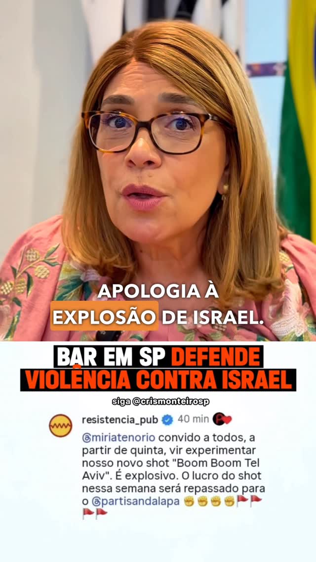 Um bar defendendo abertamente a explosão de Israel.