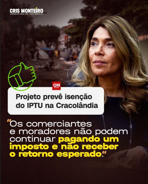 Votei favoravelmente ao projeto que concede isenção de IPTU na Cracolândia!
