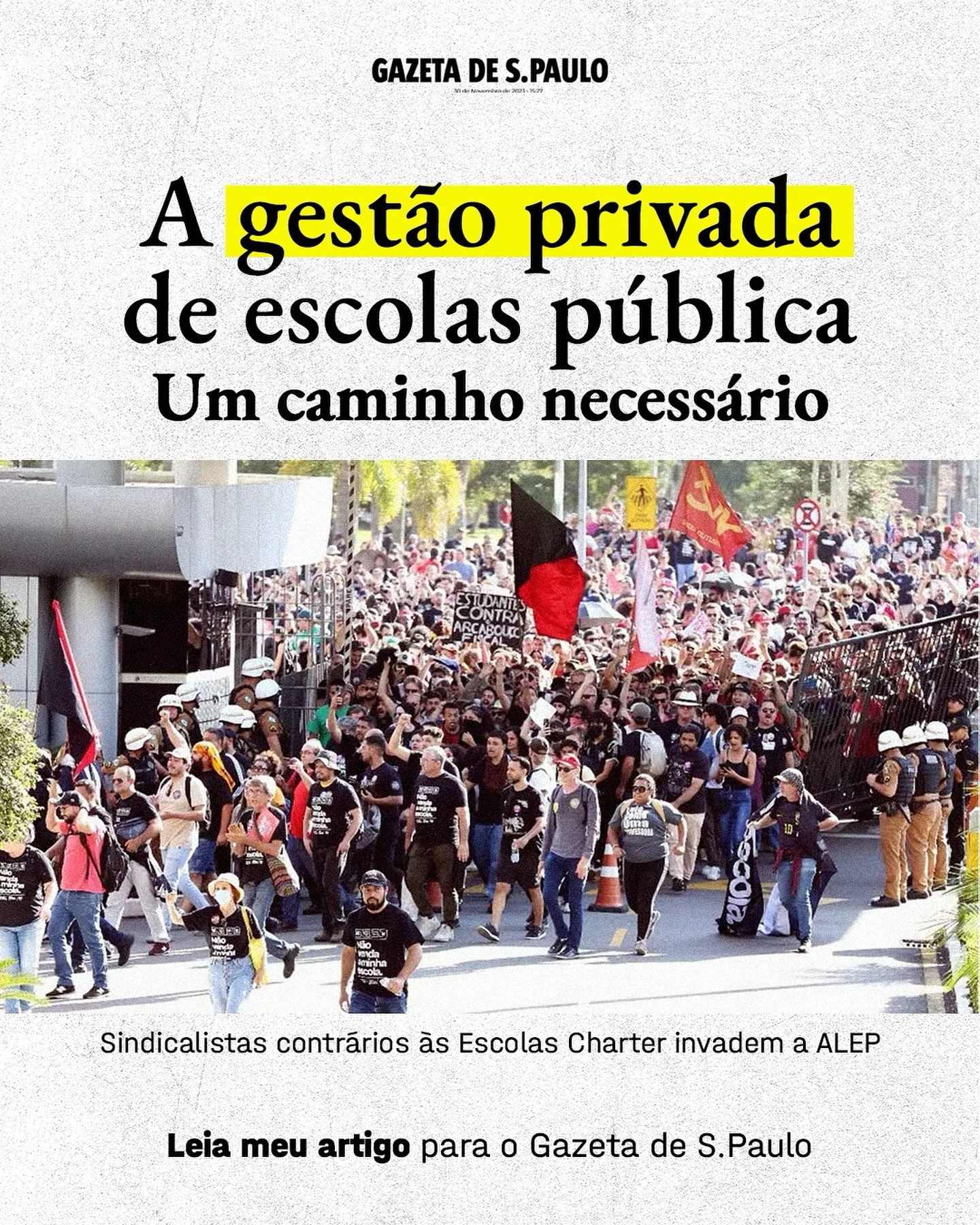 A gestão privada de escolas públicas: um caminho necessário.